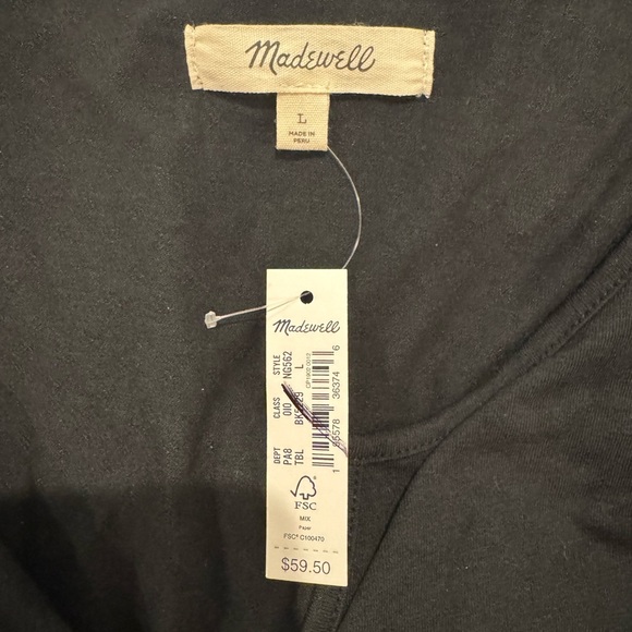 Madewell split neck Black pointelle Long Sleeve Bodysuit nwt soft stretchy - Picture 3 of 8